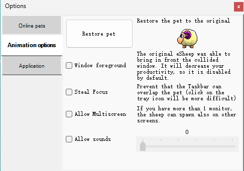 Animation options 设置